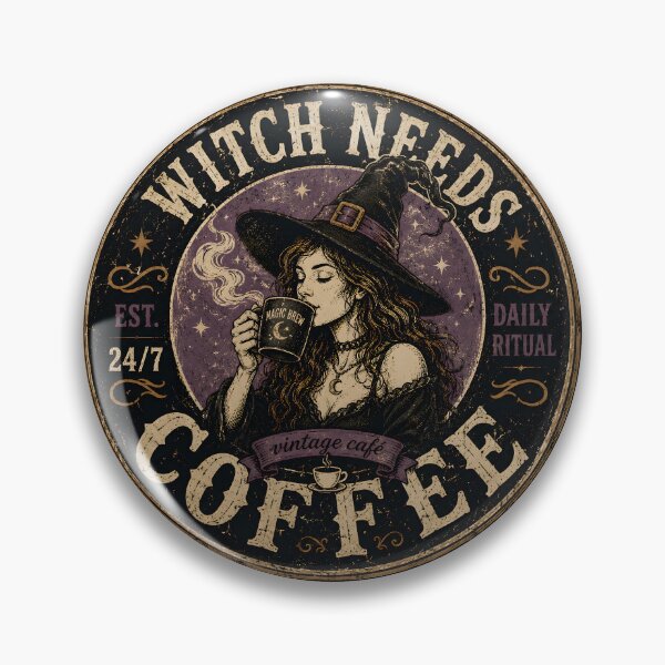 Item preview, Witch Needs Coffee | Vintage Witch Café Halloween Coffee Lover Design designed and sold by KAM-KAM-STORE.