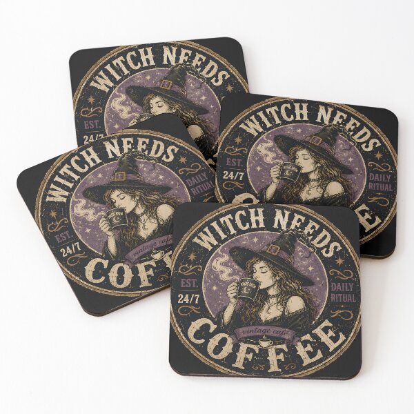 Item preview, Witch Needs Coffee | Vintage Witch Café Halloween Coffee Lover Design designed and sold by KAM-KAM-STORE.
