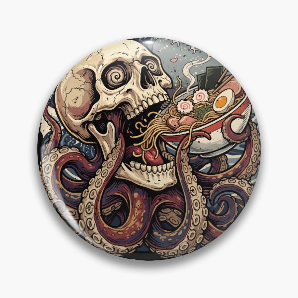 Item preview, Ramen Skull Octopus Riding Japanese Waves designed and sold by crouchingpixel.