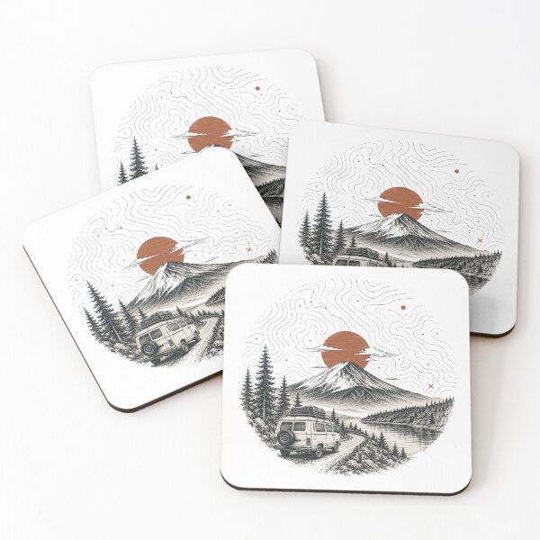 Item preview, Rustic Mountain Cabin Sunset | Vintage Nature Landscape Art designed and sold by Clean Print Goods.