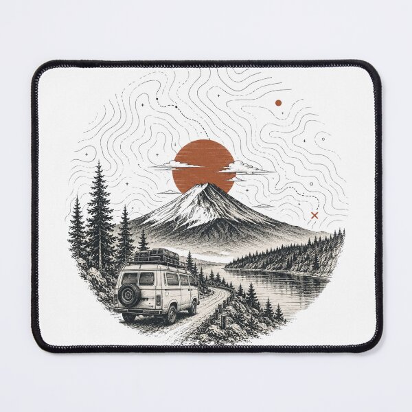 Item preview, Rustic Mountain Cabin Sunset | Vintage Nature Landscape Art designed and sold by Clean Print Goods.