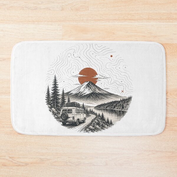 Item preview, Rustic Mountain Cabin Sunset | Vintage Nature Landscape Art designed and sold by Clean Print Goods.