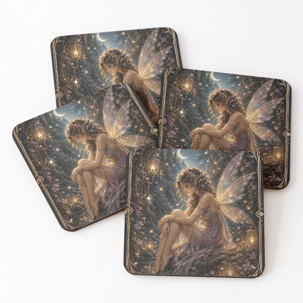 Item preview, Moonlit Enchanted Fairy in Ornate Gold Frame – Fantasy Wall Art designed and sold by i-corp.