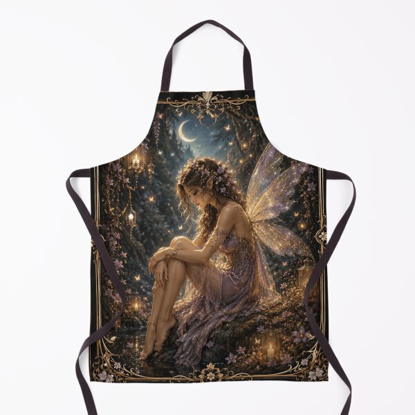 Item preview, Moonlit Enchanted Fairy in Ornate Gold Frame – Fantasy Wall Art designed and sold by i-corp.