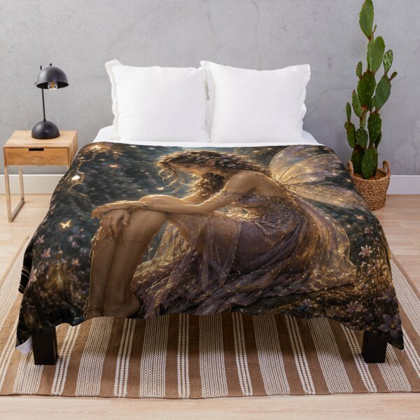 Item preview, Moonlit Enchanted Fairy in Ornate Gold Frame – Fantasy Wall Art designed and sold by i-corp.