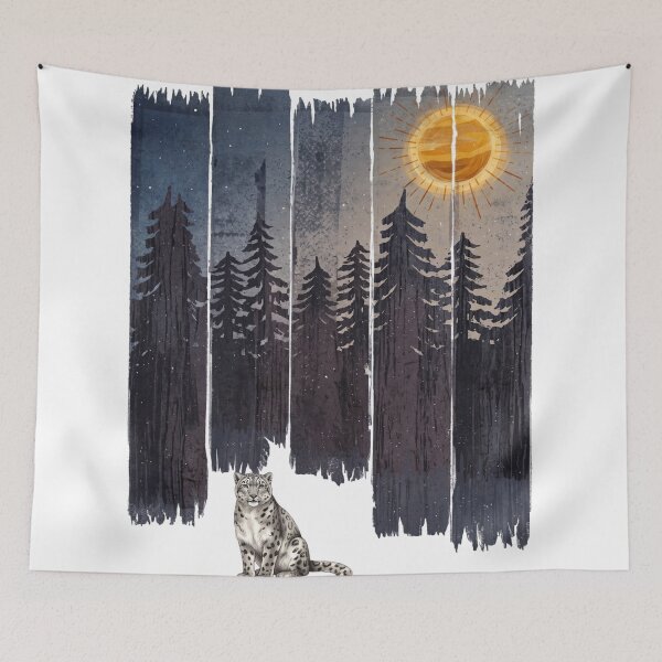 Item preview, Snow Leopard and Mystic Pine Forest Silhouette designed and sold by Shopeon Designs.