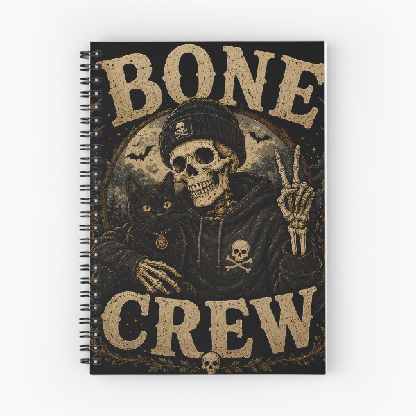 Item preview, Bone Crew | Skeleton & Black Cat Funny Halloween Gothic Design designed and sold by KAM-KAM-STORE.