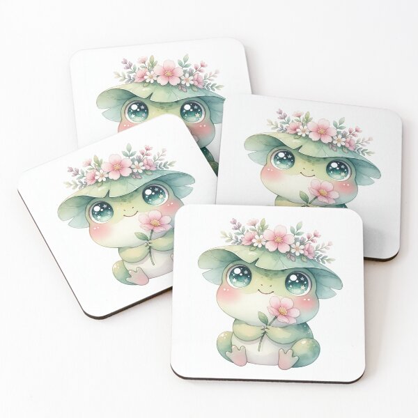 Item preview, Cute Frog with Flower Leaf Hat designed and sold by HappyOops.