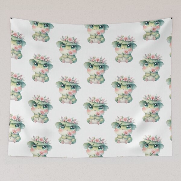 Item preview, Cute Frog with Flower Leaf Hat designed and sold by HappyOops.
