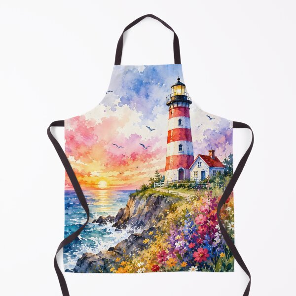 Item preview, Watercolor Coastal Lighthouse at Sunset designed and sold by trendspatterns.