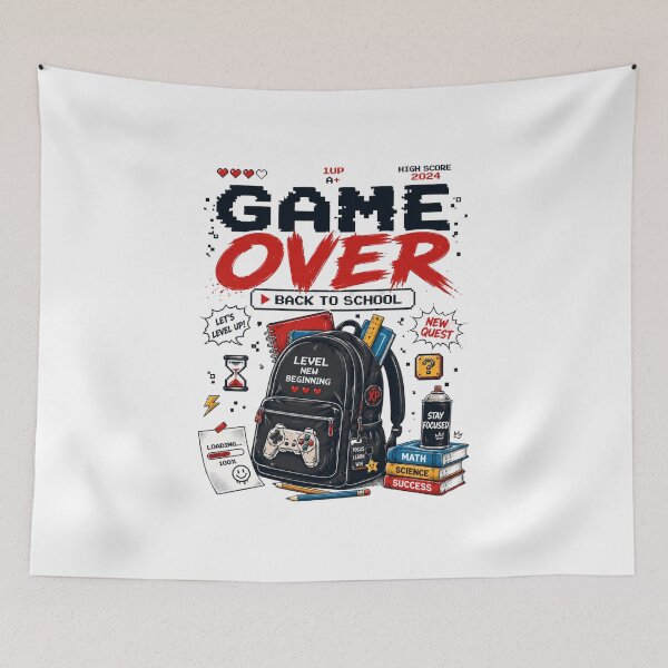 Item preview, Game Over Back To School T-Shirt – Funny Gamer Student First Day School Graphic Tee designed and sold by Artimax-Studio.