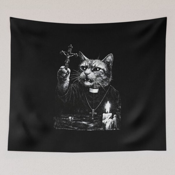 Item preview, Funny Exorcist Cat Shirt, Priest Cat Graphic Tee, Gothic Horror Cat Vintage Design, Halloween Black Cat Gift, Comfort Colors designed and sold by Phirivey.