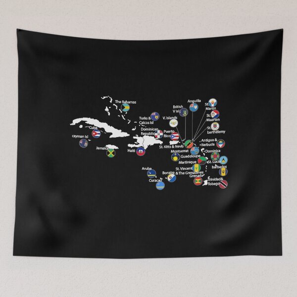 Item preview, Caribbean Islands Map with Flags, Caribbean Countries Geography designed and sold by Flag Outfit.