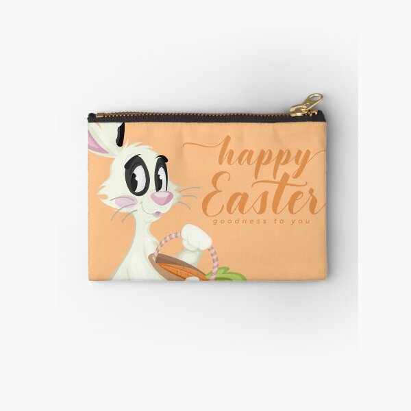 Item preview, Happy Easter Bunny with Carrot Basket Spring Holiday Illustration designed and sold by LudmylArt.