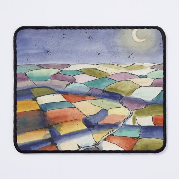 Item preview, Moonlit Patchwork Hills Abstract Wall Art | Paul Klee Inspired Geometric Landscape | Modern Bauhaus Watercolor Print designed and sold by Tamas Das.