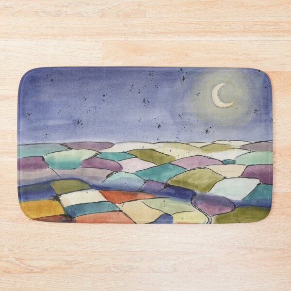 Item preview, Moonlit Patchwork Hills Abstract Wall Art | Paul Klee Inspired Geometric Landscape | Modern Bauhaus Watercolor Print designed and sold by Tamas Das.