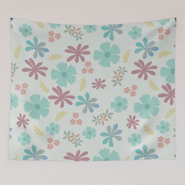 Item preview, Teal Temptation Seamless Floral Pattern | Retro Pastel Flower Repeat  designed and sold by mistywoodstudio.