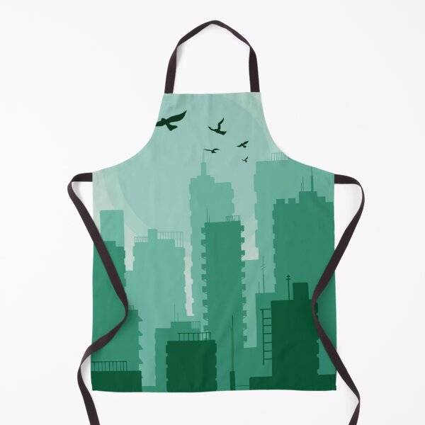 Item preview, Green City Skyline Silhouettes Birds Flying Sun Vector Art designed and sold by LYAN-STORE.