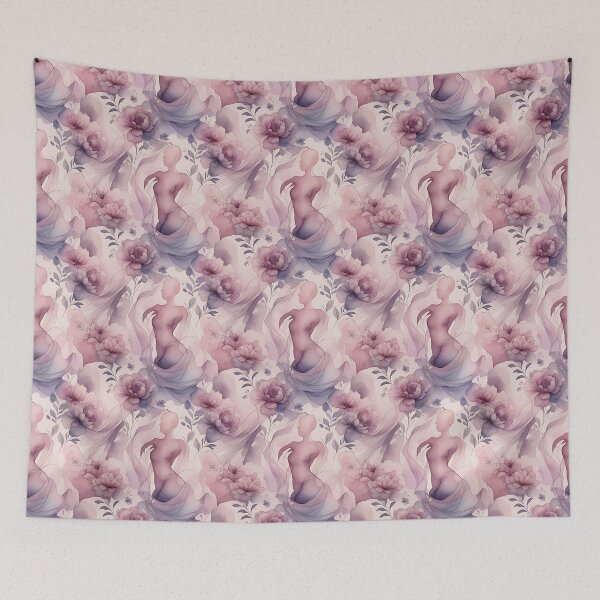 Item preview, Soft Female Silhouette Floral Pattern designed and sold by HappyOops.
