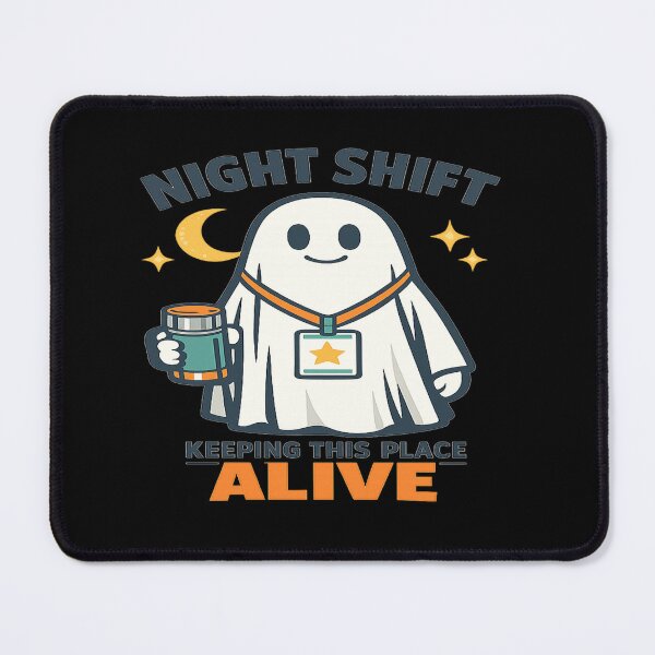Item preview, Night Shift Worker Ghost Keeping It Alive designed and sold by POD DYNASTY | Original Print On Demand T-Shirt Graphics.