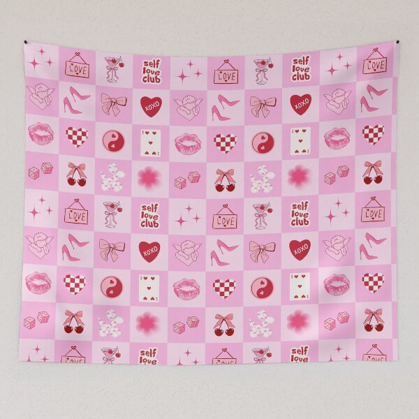 Item preview, Coquette Love Icons Checkerboard Pattern designed and sold by jianina-alondra.