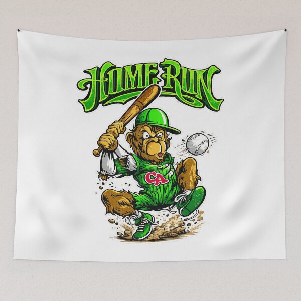 Item preview, Home Run Monkey Baseball Cartoon Graphic Sticker designed and sold by Lin-B-Designs.
