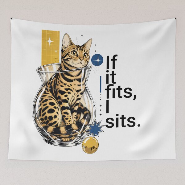 Item preview, If I fit in, I'm in – Bengal cat in a glass vase designed and sold by Bengoer18.