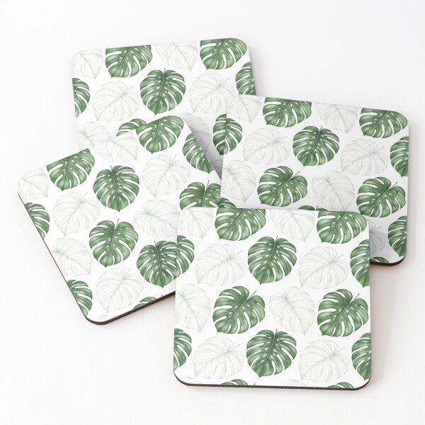 Item preview, Green and White Monstera Leaf Pattern designed and sold by EcologicoolShp.