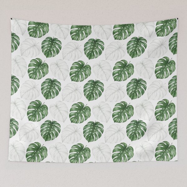 Item preview, Green and White Monstera Leaf Pattern designed and sold by EcologicoolShp.