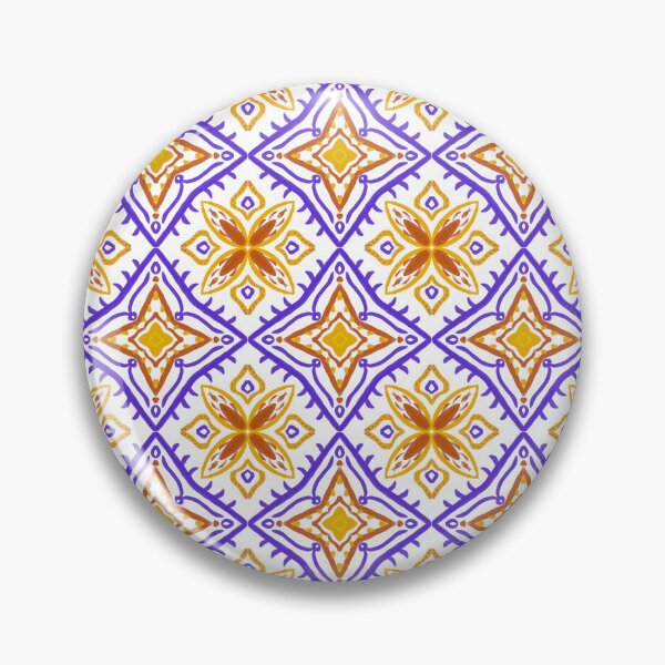 Item preview, Vibrant Mediterranean Floral Tile Seamless Pattern in Purple, Orange and Yellow, Hand Drawn Decorative Ceramic Mosaic Background designed and sold by AjjimaJKM.