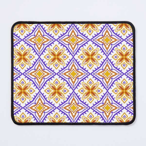 Item preview, Vibrant Mediterranean Floral Tile Seamless Pattern in Purple, Orange and Yellow, Hand Drawn Decorative Ceramic Mosaic Background designed and sold by AjjimaJKM.