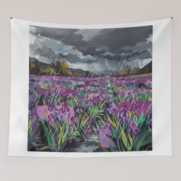 Item preview, Field Of Iris In The Rain designed and sold by Home Decor Art.