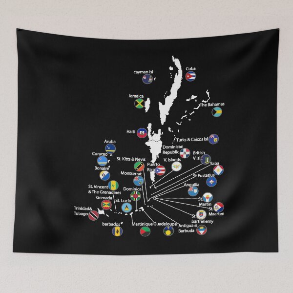 Item preview, Caribbean Islands Map with Flags, West Indies Flags Maps designed and sold by Flag Outfit.