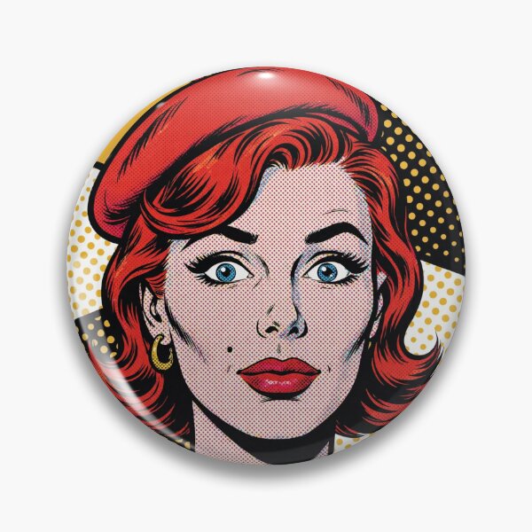 Item preview, Red Beret Pop Art Woman - Vintage Comic Style designed and sold by MAISON SYLVIE.