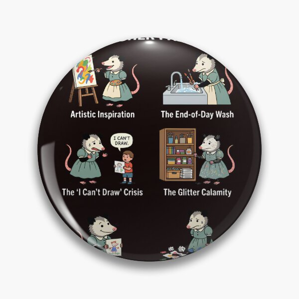 Item preview, Funny Opossum Art Teacher Pain Scale Artist Back to School designed and sold by w66aboo.