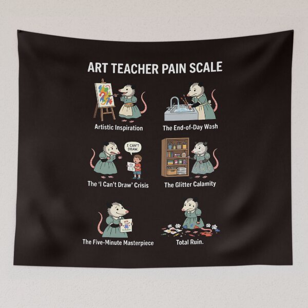 Item preview, Funny Opossum Art Teacher Pain Scale Artist Back to School designed and sold by w66aboo.