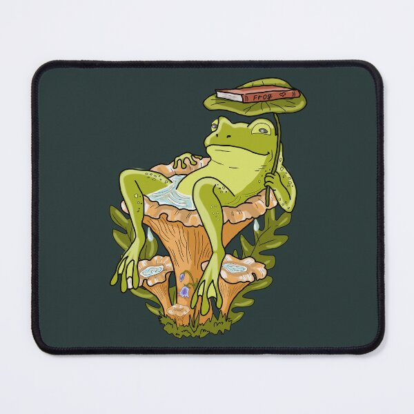Item preview, Frog Chilling in Mushroom Bath Cottagecore Aesthetic designed and sold by LeshanArt.