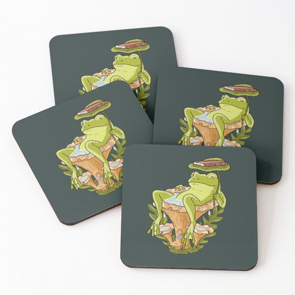 Item preview, Frog Chilling in Mushroom Bath Cottagecore Aesthetic designed and sold by LeshanArt.