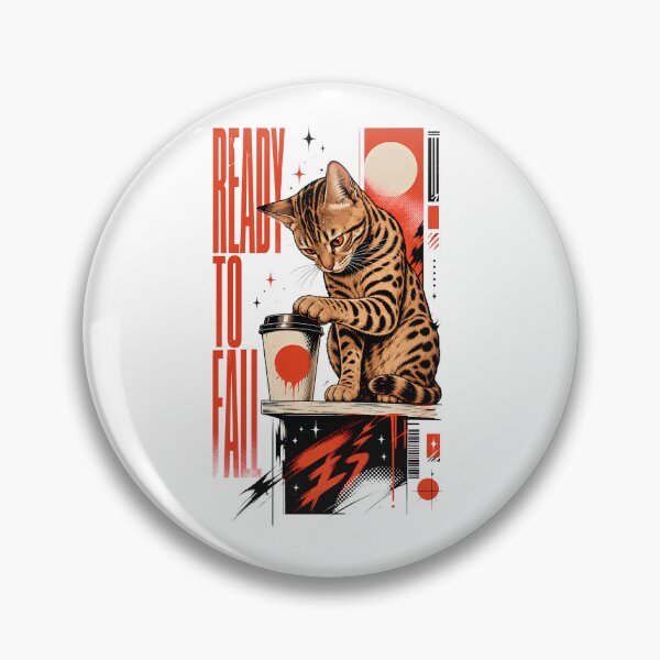 Item preview, Ready to Fall – Cheeky Bengal cat with a coffee mug designed and sold by Bengoer18.