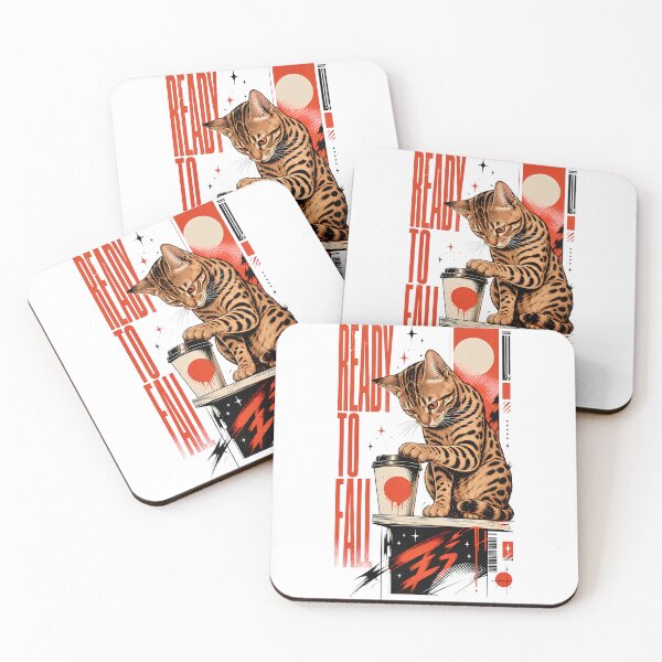 Item preview, Ready to Fall – Cheeky Bengal cat with a coffee mug designed and sold by Bengoer18.