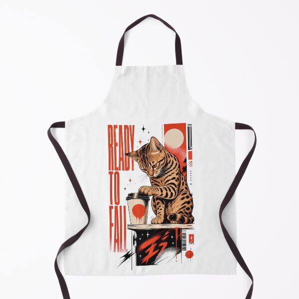 Item preview, Ready to Fall – Cheeky Bengal cat with a coffee mug designed and sold by Bengoer18.