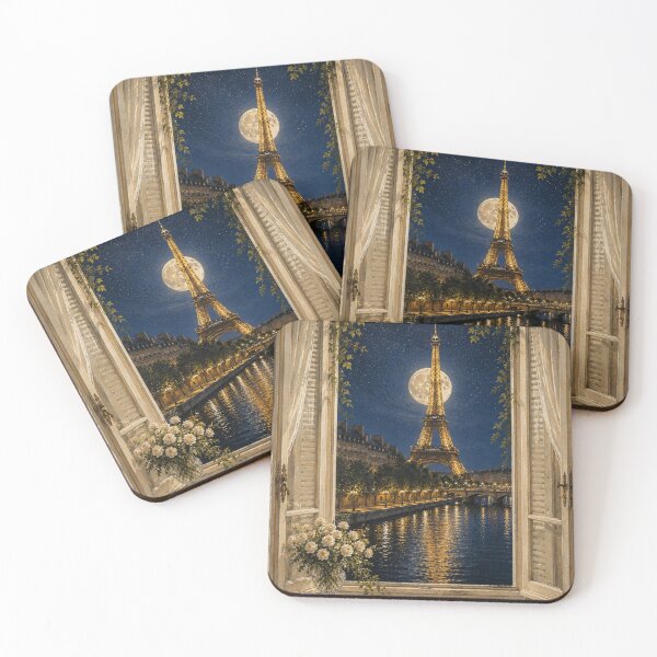 Item preview, Window to Paris by Moonlight | Eiffel Tower Oil Painting | Romantic French Window Wall Art designed and sold by Ada’s Mystic Atelier .