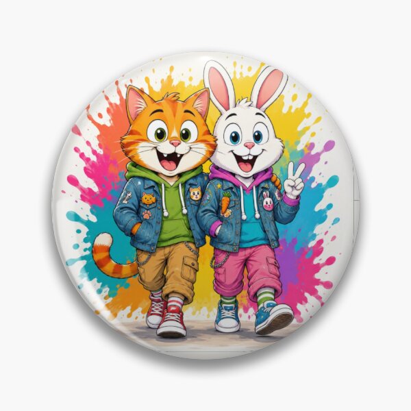 Item preview, Happy Cat & Bunny Street Style | Cute Cartoon Best Friends designed and sold by ArtoryNest.