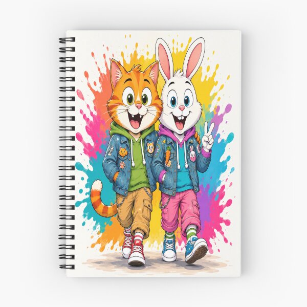 Item preview, Happy Cat & Bunny Street Style | Cute Cartoon Best Friends designed and sold by ArtoryNest.