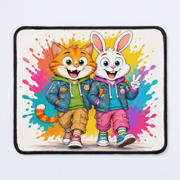 Item preview, Happy Cat & Bunny Street Style | Cute Cartoon Best Friends designed and sold by ArtoryNest.