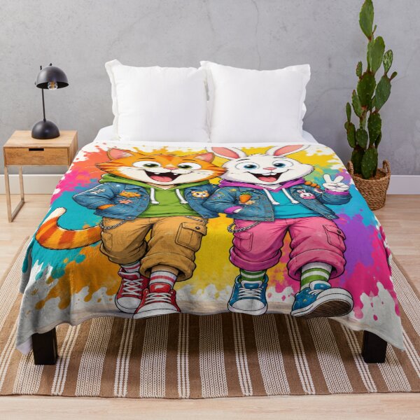 Item preview, Happy Cat & Bunny Street Style | Cute Cartoon Best Friends designed and sold by ArtoryNest.