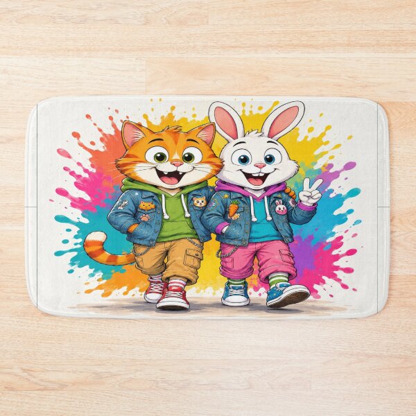 Item preview, Happy Cat & Bunny Street Style | Cute Cartoon Best Friends designed and sold by ArtoryNest.