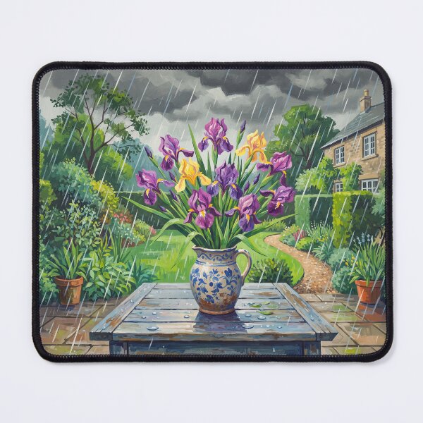 Item preview, Vase Of Iris Flowers In The Rain designed and sold by Home Decor Art.