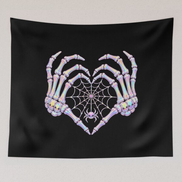 Item preview, Cute skeleton hands heart with spider web halloween designed and sold by rafaeltto.