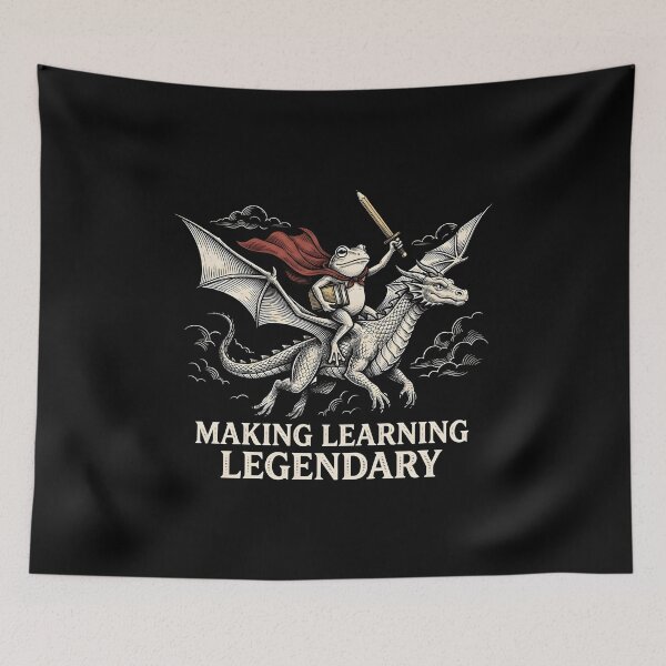 Item preview, Making Learning Legendary Shirt, Funny Frog Riding Dragon Graphic Tee, Fantasy Teacher Gift, Vintage Classroom Reading Education Design designed and sold by Phirivey.